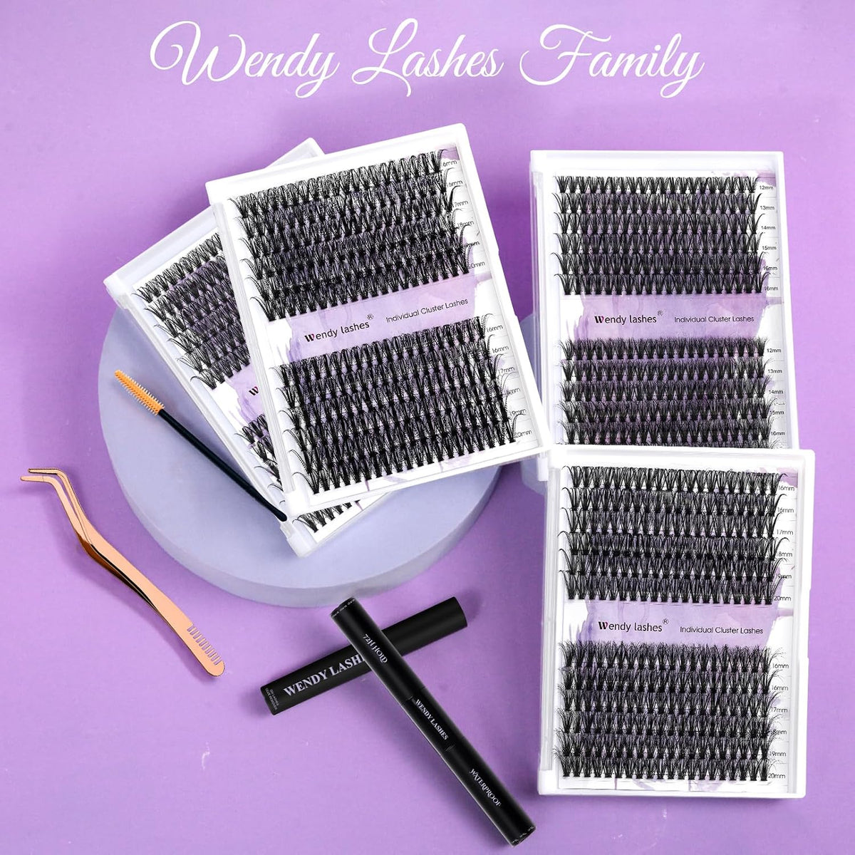 Individual Eyelash Lash Kit C/D Curl With Lash Bond and Seal Applicator & Remover
