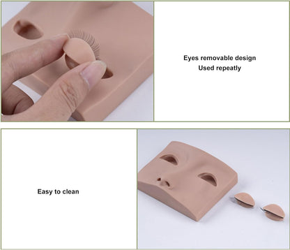 Eyelash Training Mannequin, Lash Extension Practice Kit with 3 Pairs of Removable Lash Practice Eyelids, For  Beginners and Reusable