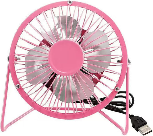 Metal Small 4 Inch USB Desk Fan (PINK)