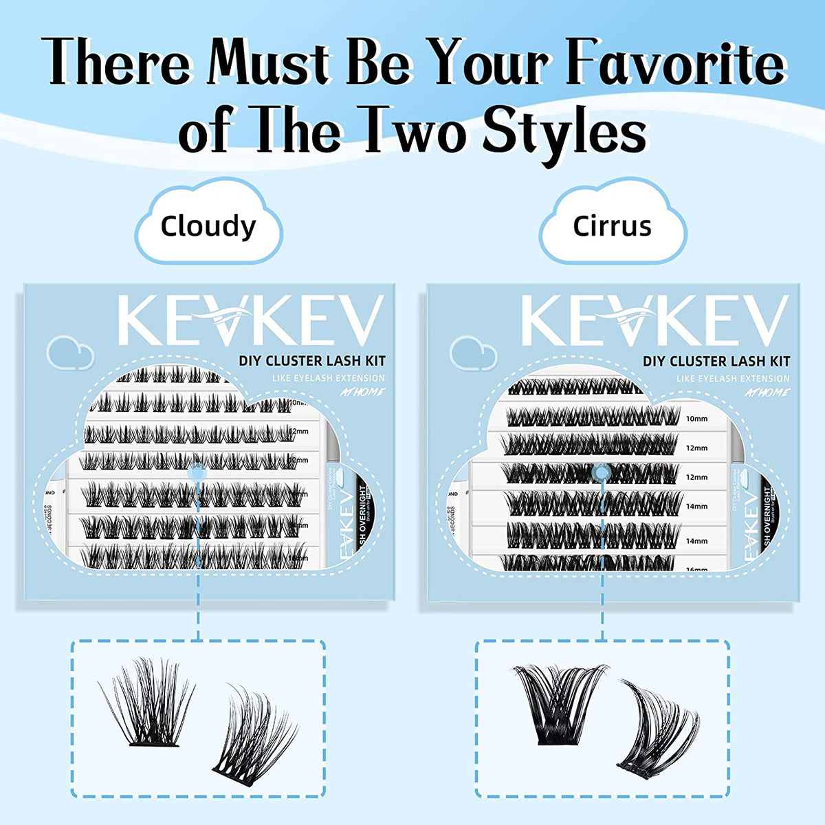 Kev Kev Lash Extension Kit - 84 Pcs Cluster Lashes with Lash Bond, Seal, Glue Remover.