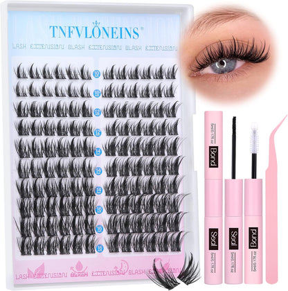 Natural Manga Wispy Lash Clusters Kit  with Bond and Seal and Tweezers
