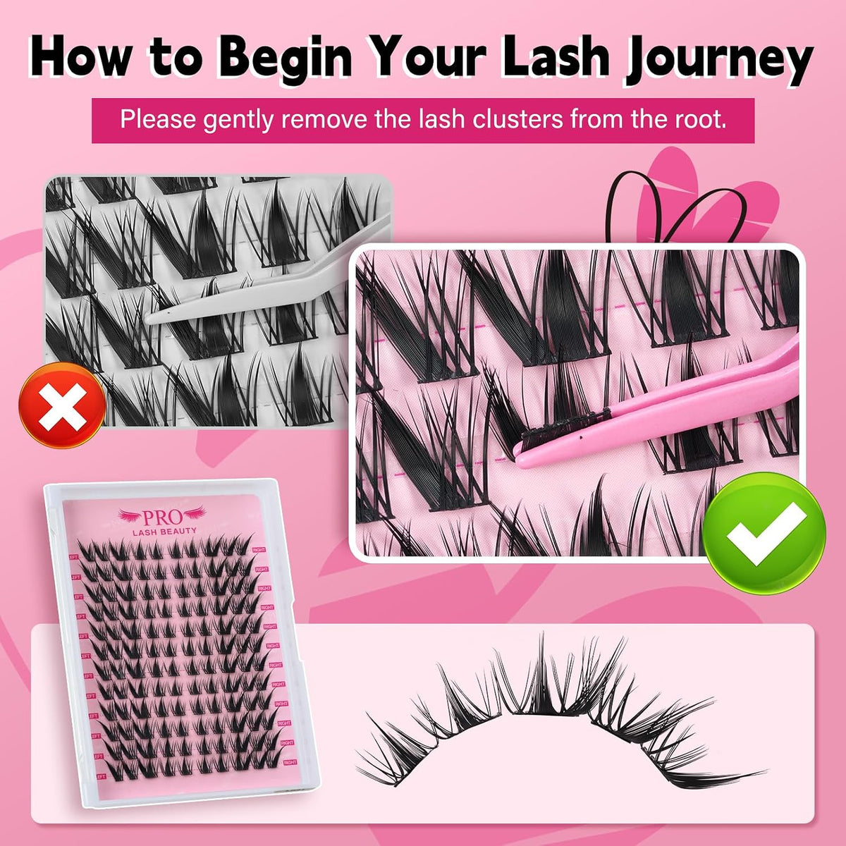 Lash Clusters Kit with 144 Pcs Individual Lashes  Bond and Seal Lash Remover