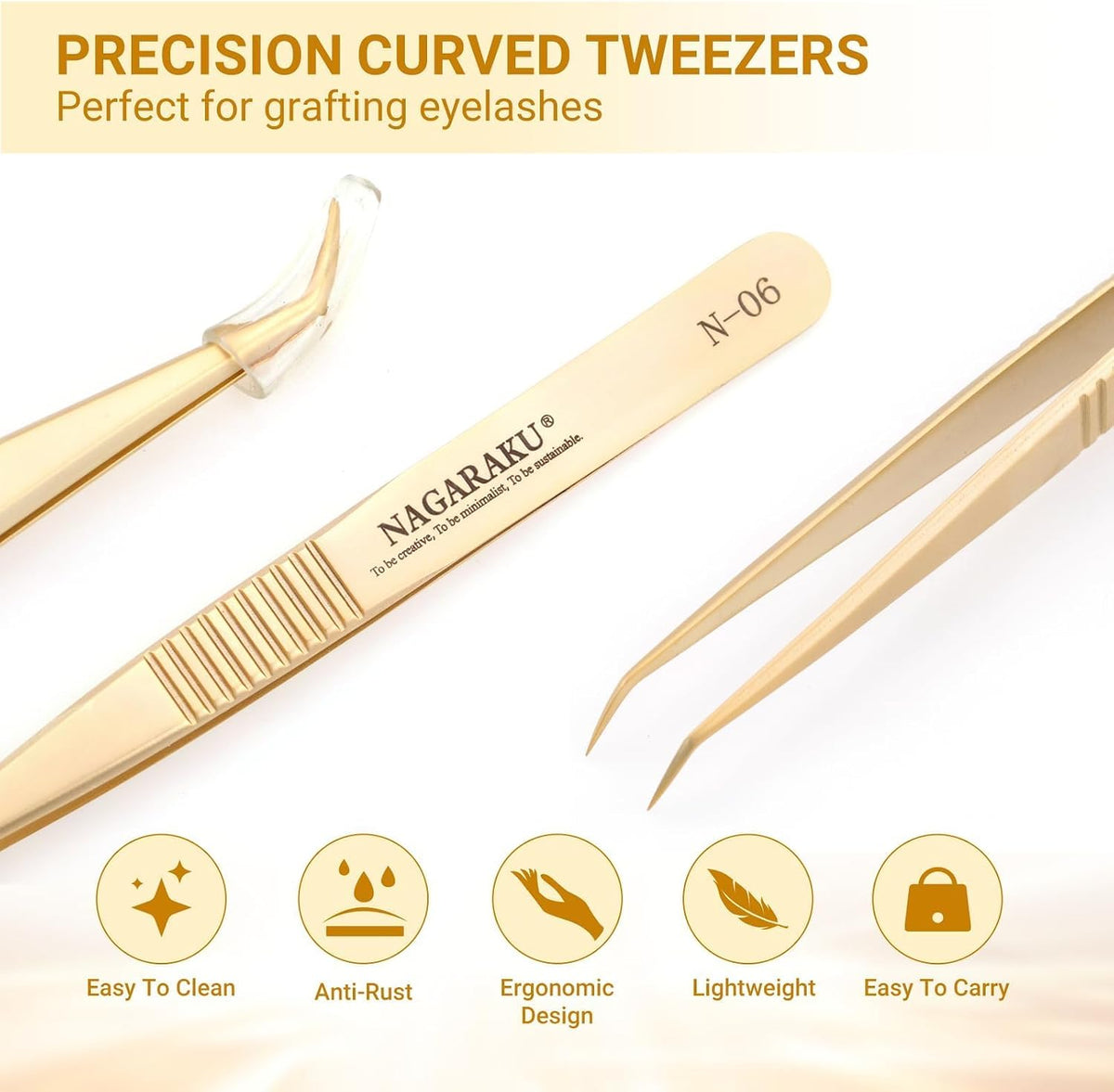 Gold Tweezers for Eyelash Extensions