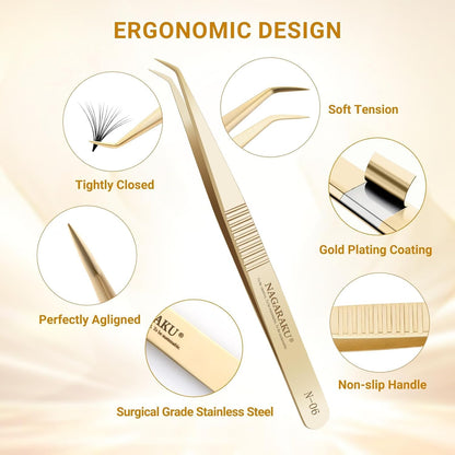 Gold Tweezers for Eyelash Extensions