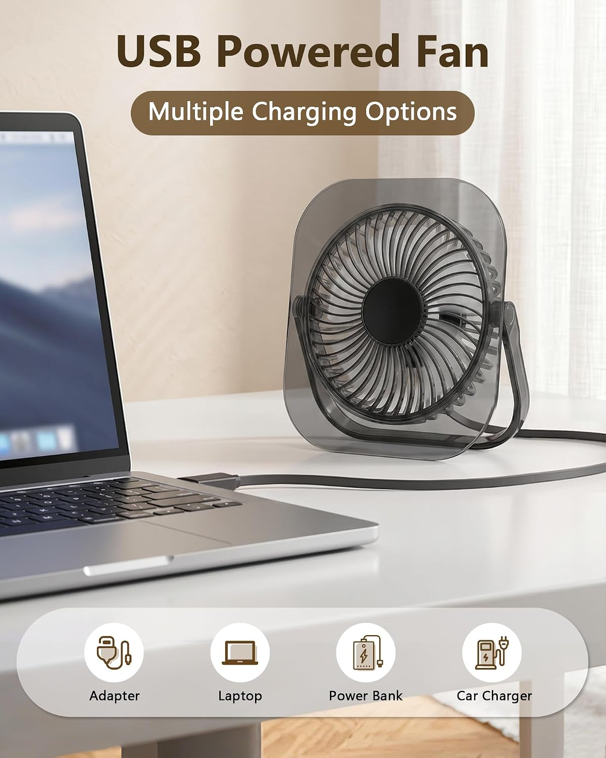 Small Portable USB Mini Table Fan BLACK