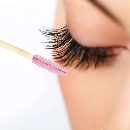 100 PCS Bamboo Eyelash Spoolies (PINK)