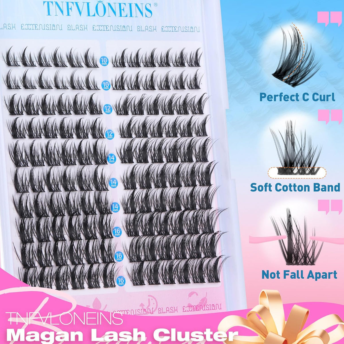 Natural Manga Wispy Lash Clusters Kit  with Bond and Seal and Tweezers