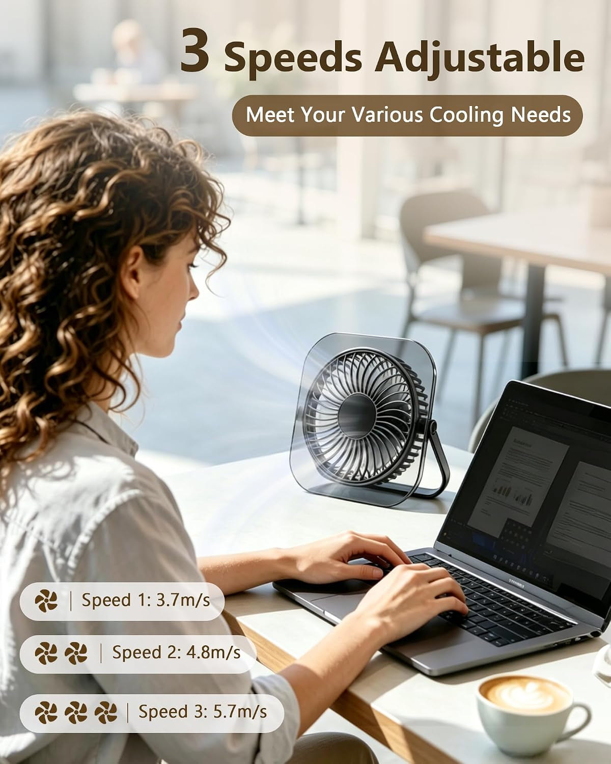 Small Portable USB Mini Table Fan BLACK