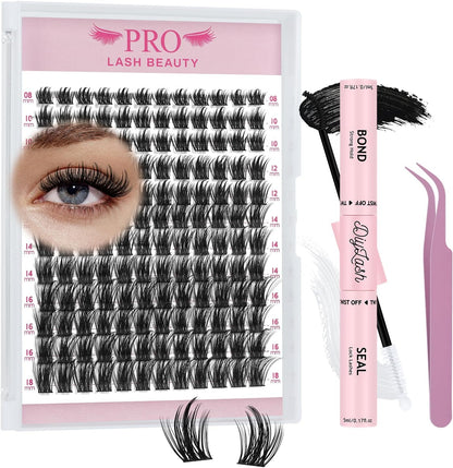 Lash Clusters Kit with 144 Pcs Individual Lashes  Bond and Seal Lash Remover