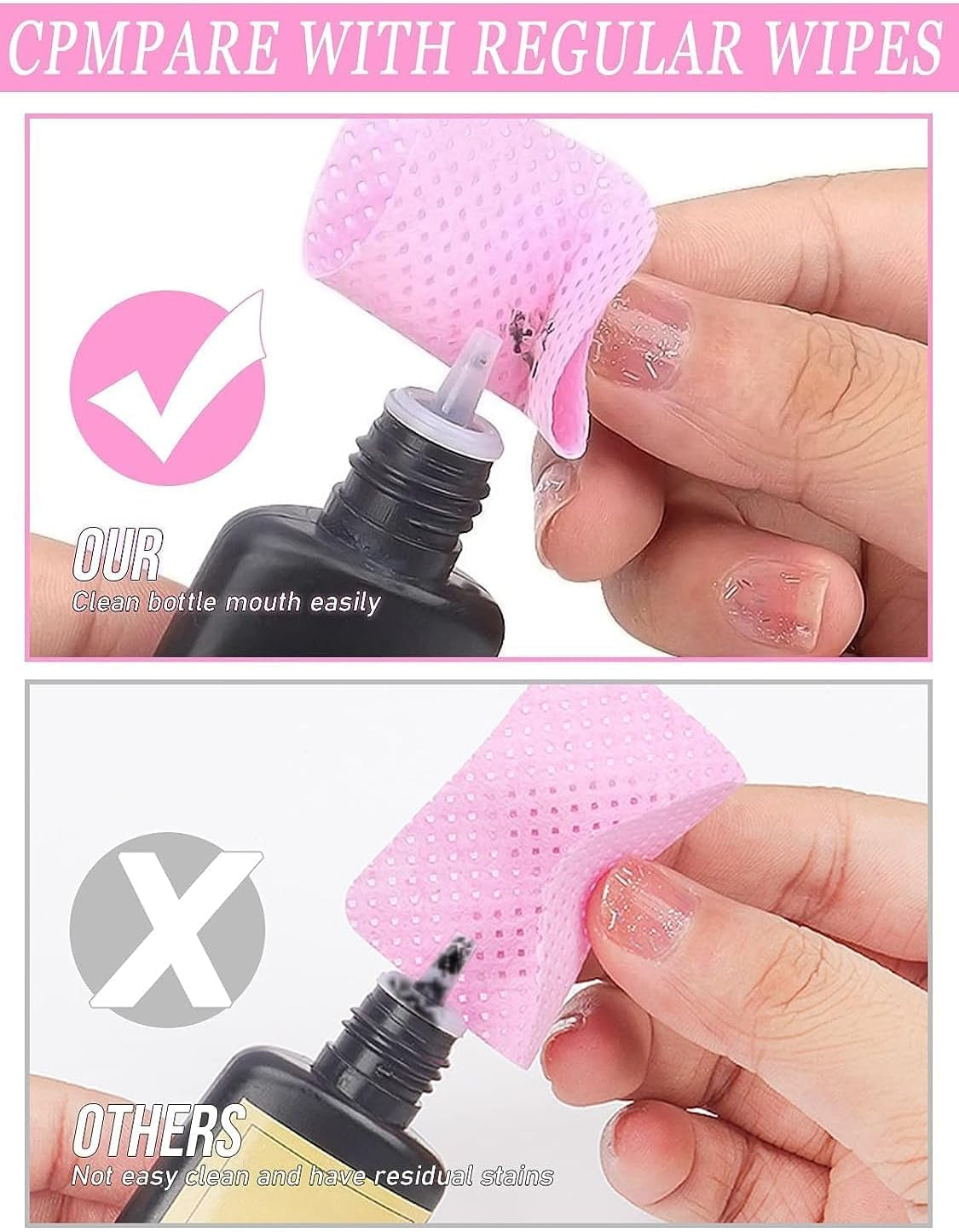 Lint Free Nail Wipes Non-Woven Polish Remover Pads 400pcs