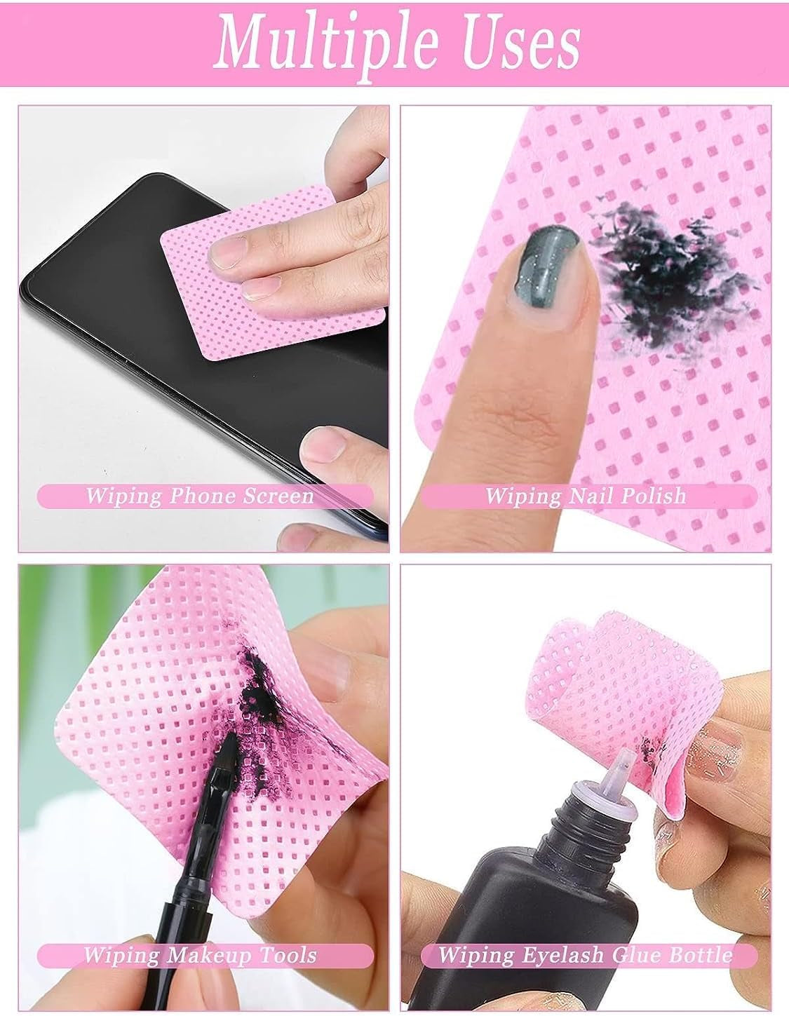 Lint Free Nail Wipes Non-Woven Polish Remover Pads 400pcs