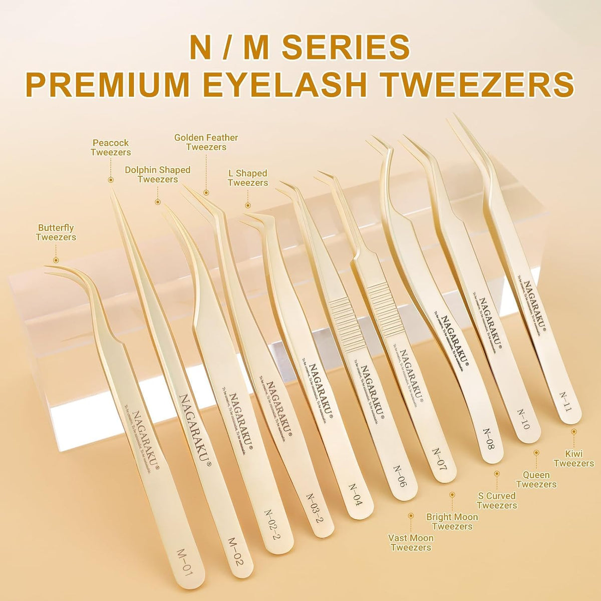 Gold Tweezers for Eyelash Extensions