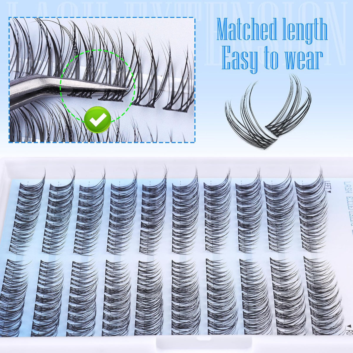Left & Right Natural Lash Clusters Wispy Cluster Eyelash Extensions