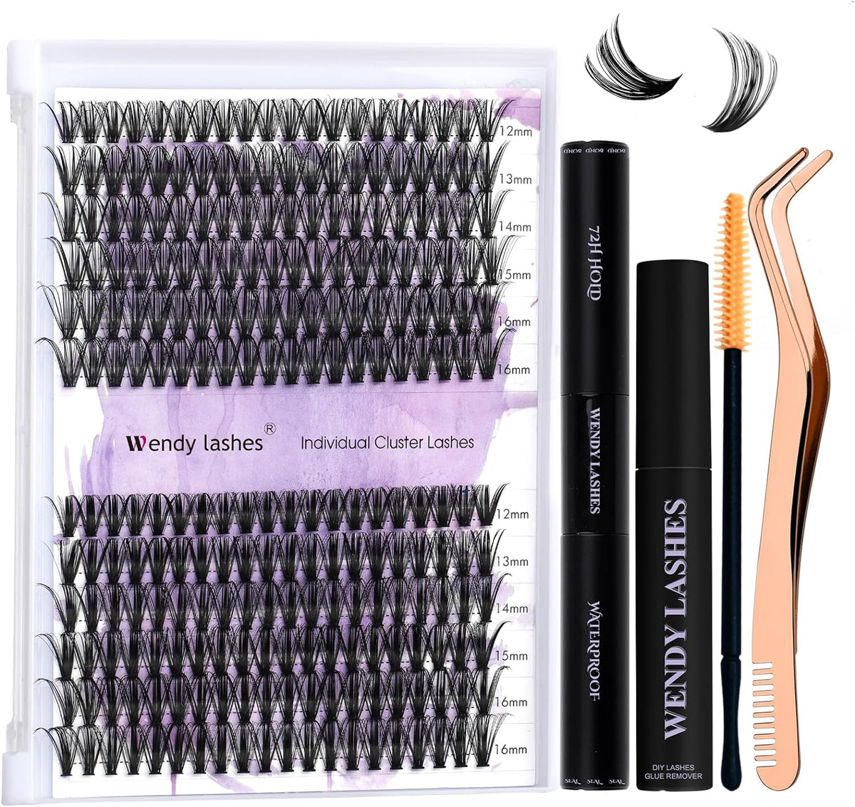 Individual Eyelash Lash Kit C/D Curl With Lash Bond and Seal Applicator & Remover