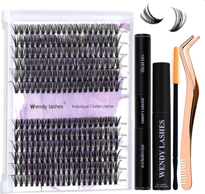 Individual Eyelash Lash Kit C/D Curl With Lash Bond and Seal Applicator & Remover