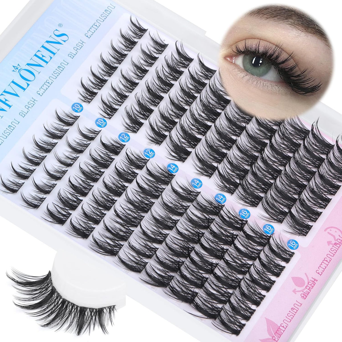 Natural Manga Wispy Lash Clusters Kit  with Bond and Seal and Tweezers