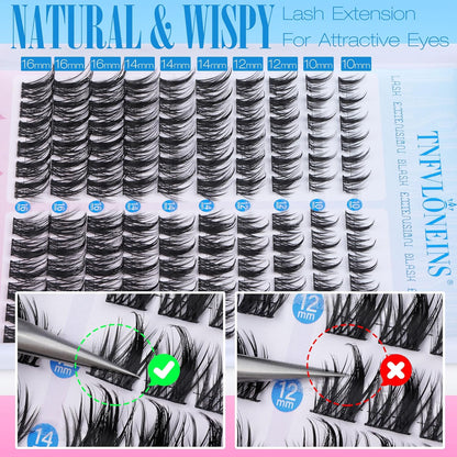 Natural Manga Wispy Lash Clusters Kit  with Bond and Seal and Tweezers