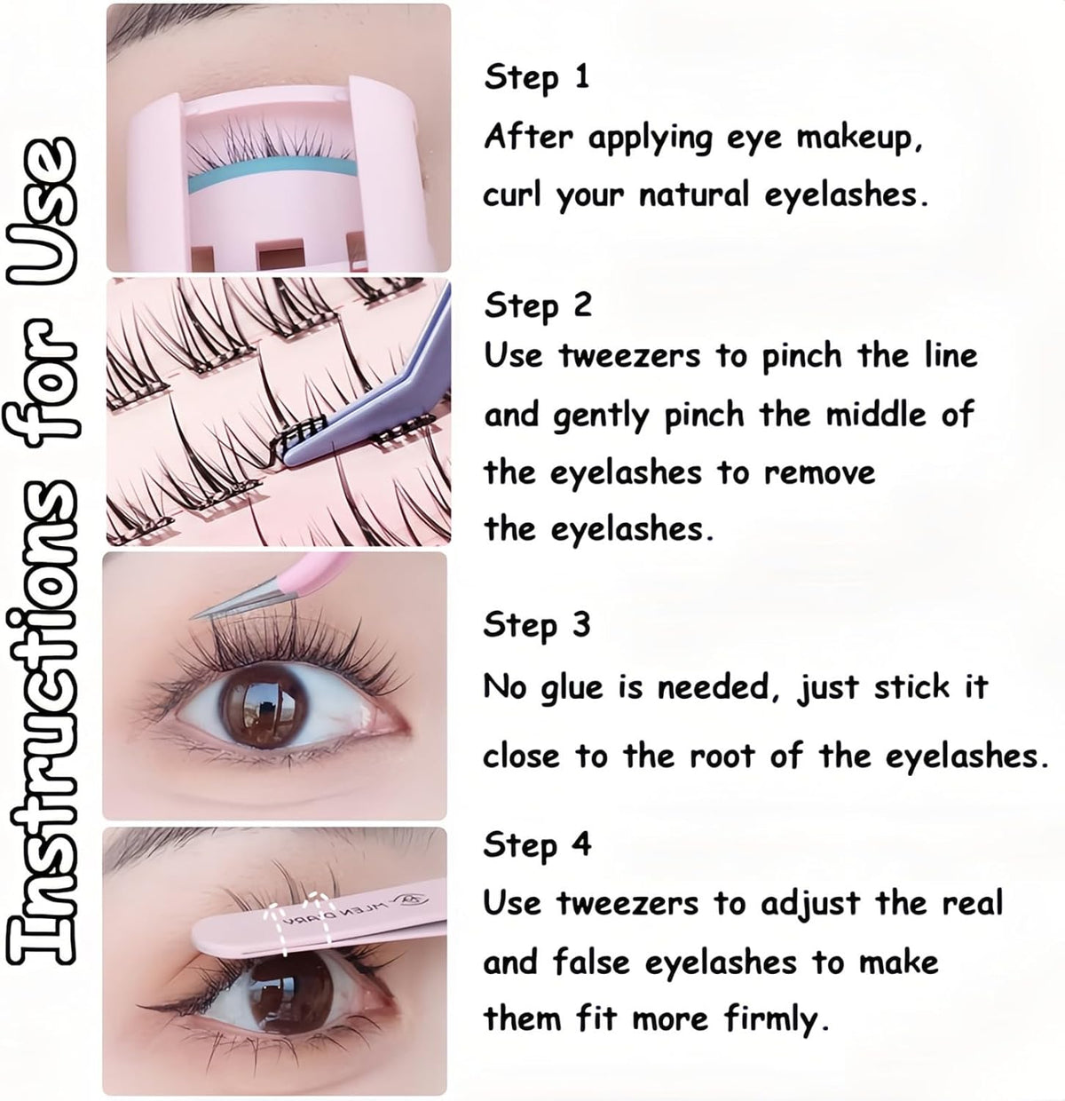 False Lashes, 120 Clusters, Natural C-Curve, Easy to Apply, Reusable False Eyelashes for All Makeup Styles