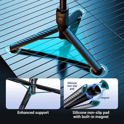 Magnetic Selfie Stick & Mini Tripod- Extendable Phone Tripod with 180° Roating Phone Holder for iPhone & Android BLACK