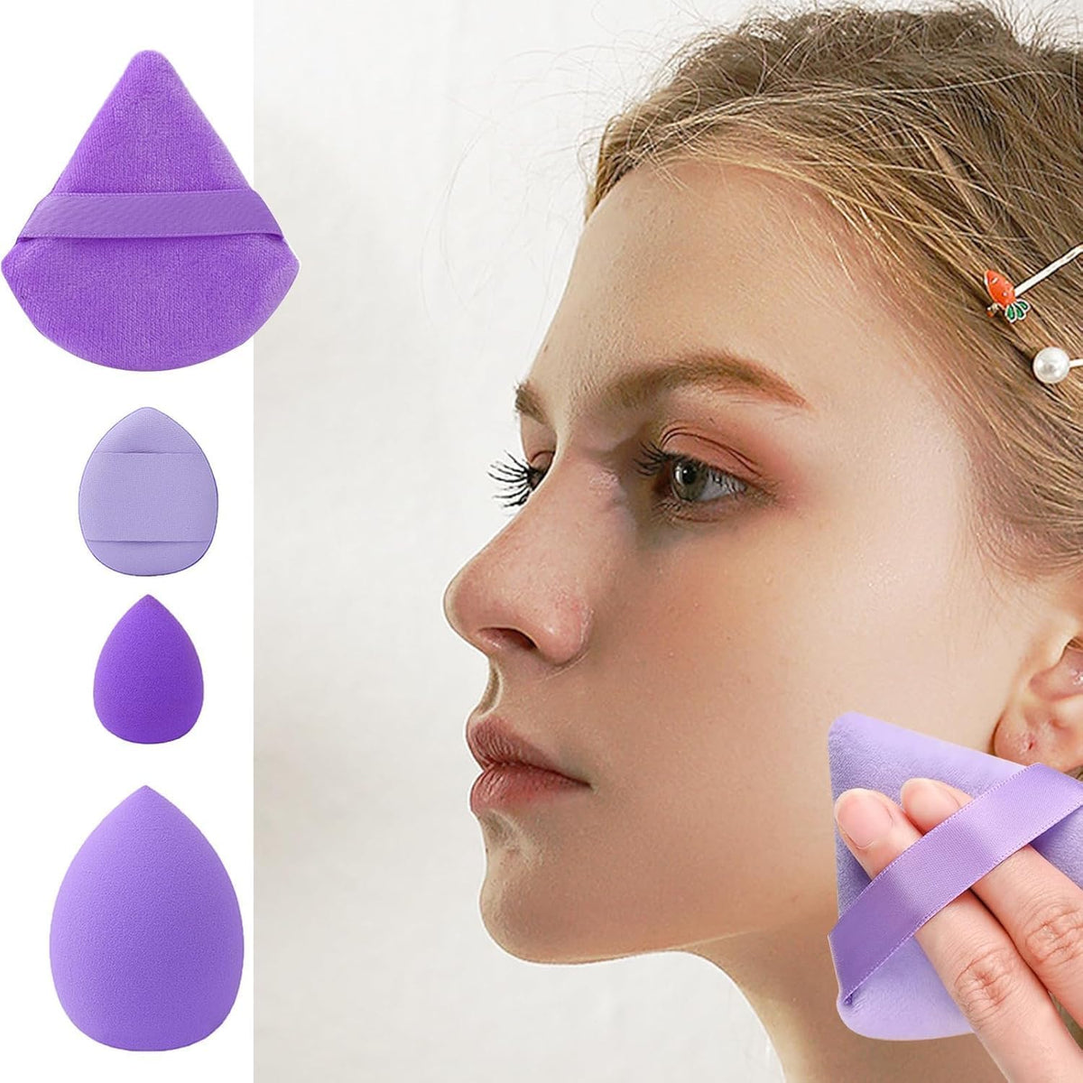 15Pcs Purple Multi-Colored Makeup Sponges Sets