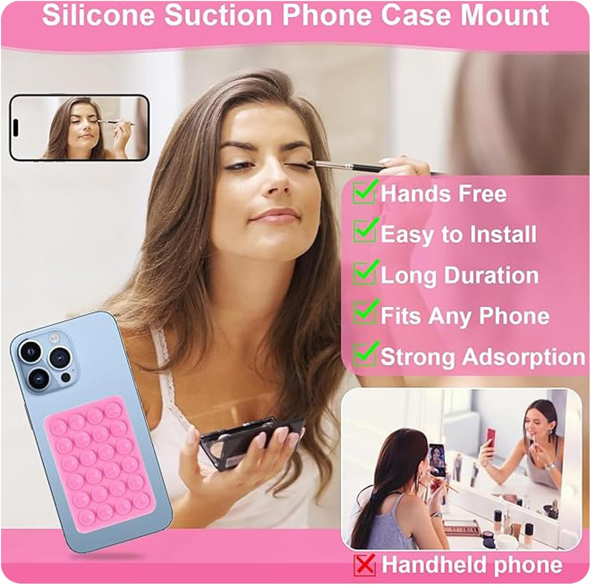 4 Piece Phone Suction  (Black White Pink)