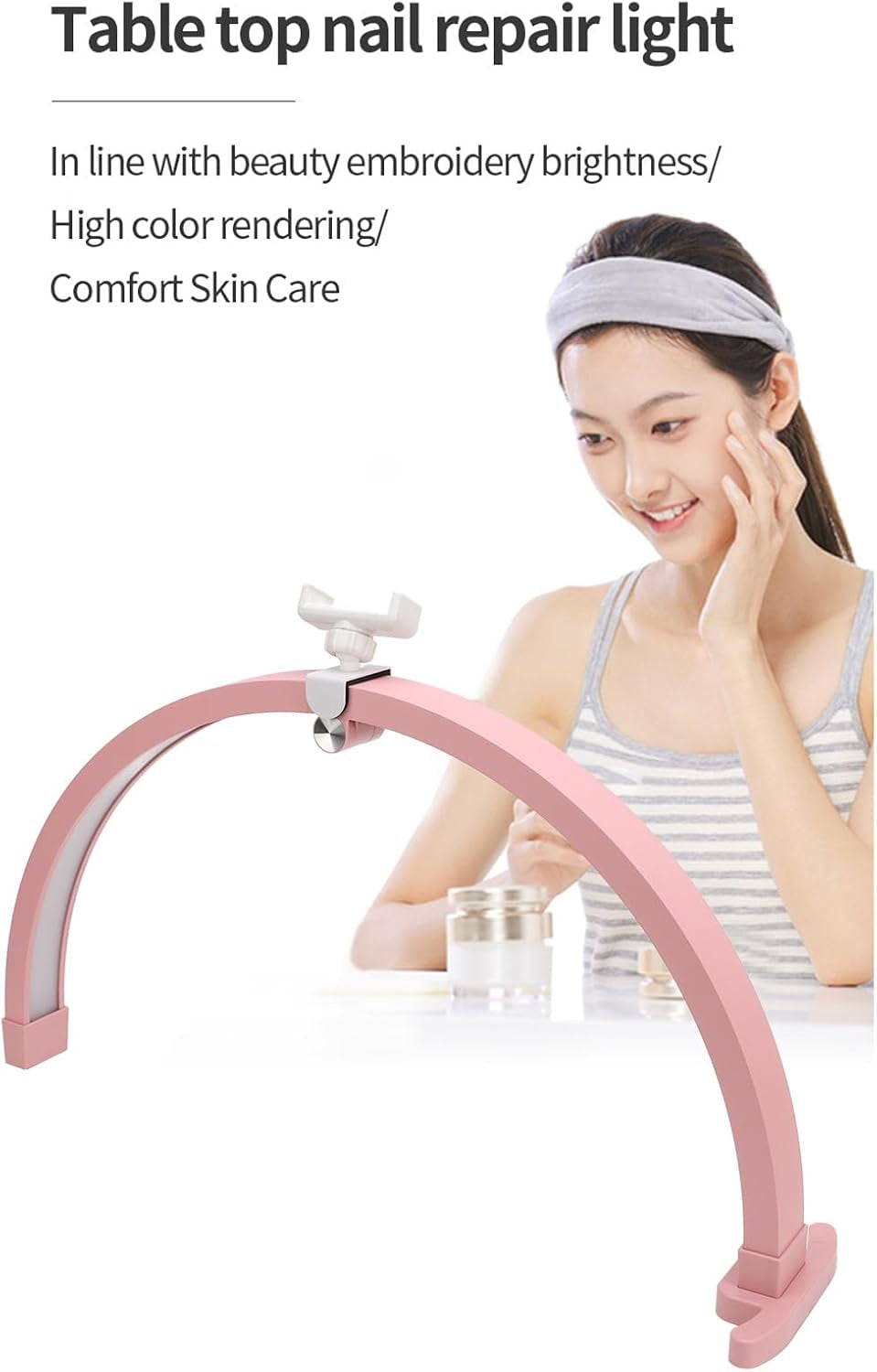 Half Moon Light for Nail Desk, 22 Inch 20W Foldable Half Moon Nail Desk Lamp, 3200 to 5600K Lash Lights Led 