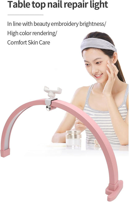 Half Moon Light for Nail Desk, 22 Inch 20W Foldable Half Moon Nail Desk Lamp, 3200 to 5600K Lash Lights Led 
