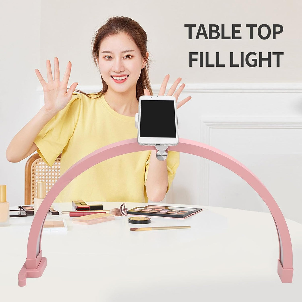 Half Moon Light for Nail Desk, 22 Inch 20W Foldable Half Moon Nail Desk Lamp, 3200 to 5600K Lash Lights Led 