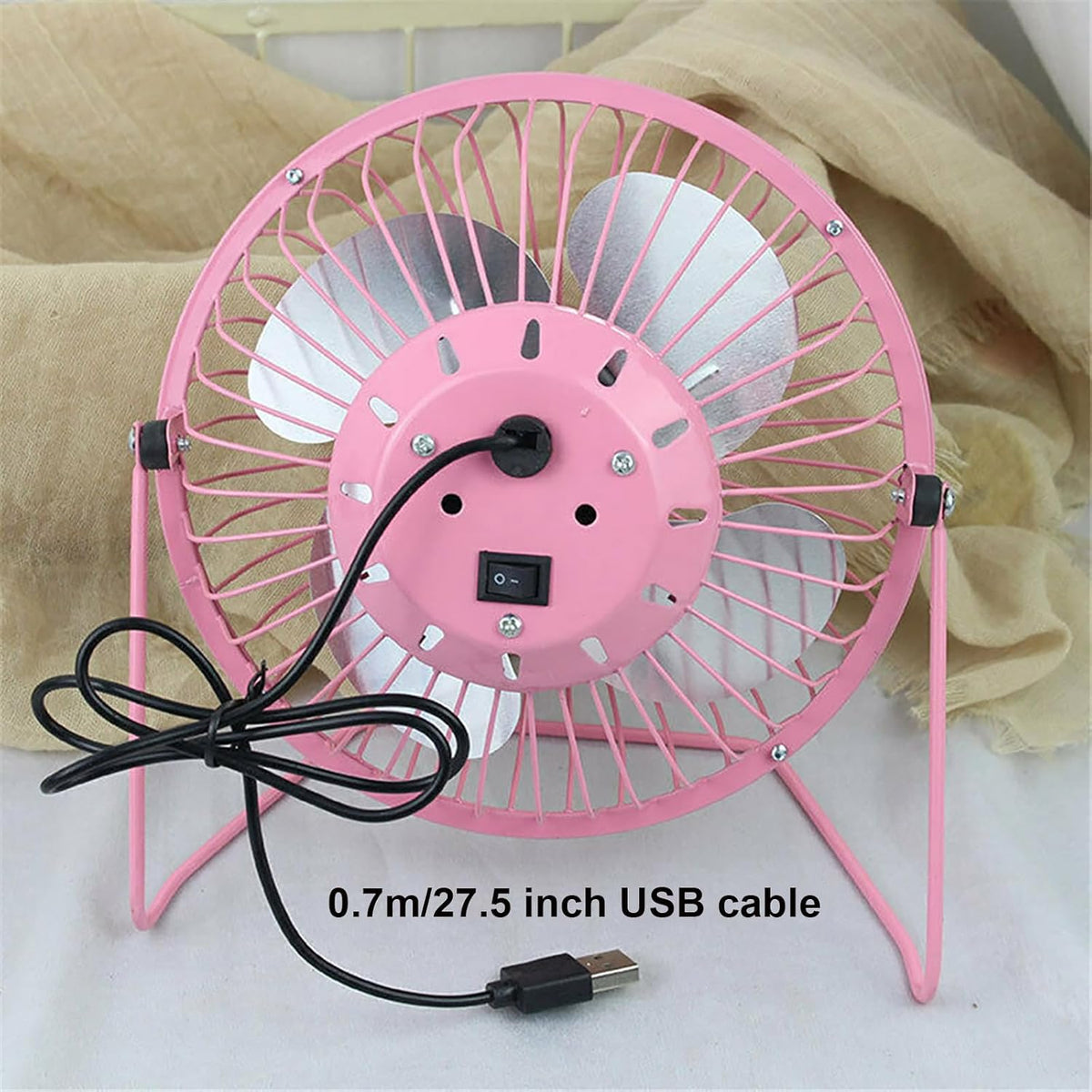 Metal Small 4 Inch USB Desk Fan (PINK)