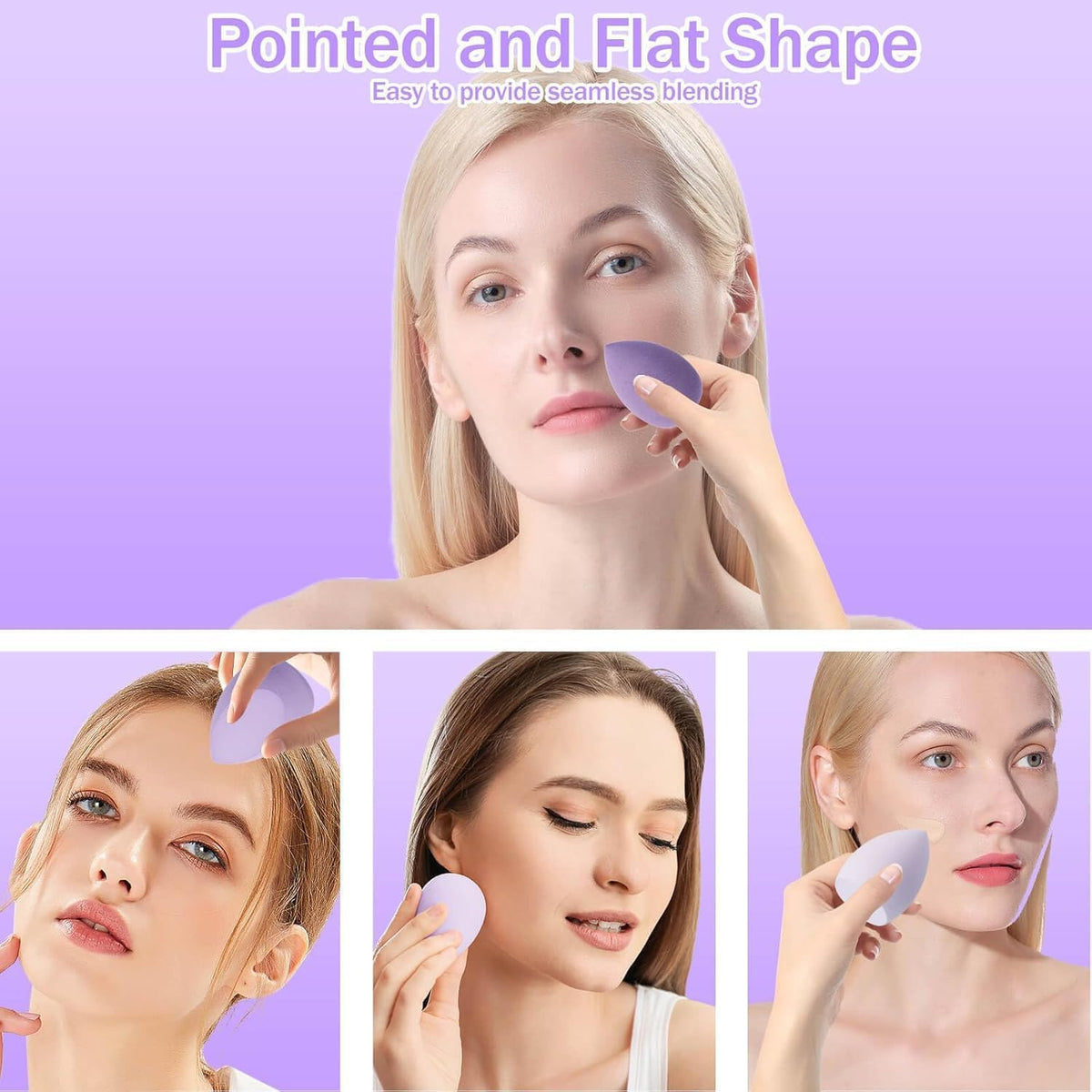 15Pcs Purple Multi-Colored Makeup Sponges Sets