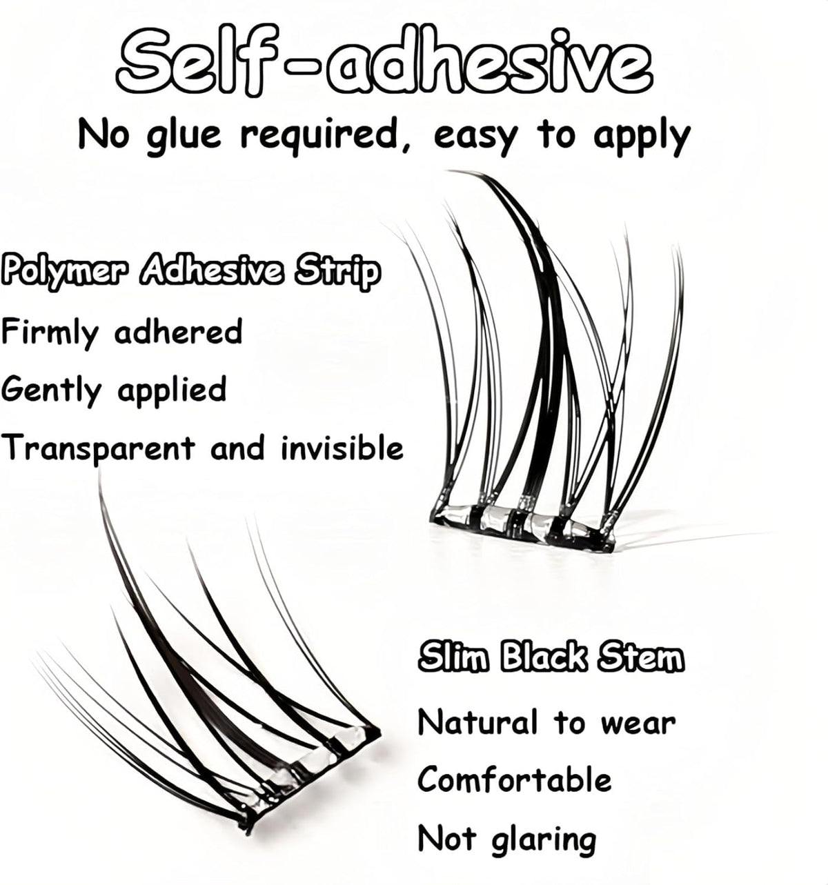 False Lashes, 120 Clusters, Natural C-Curve, Easy to Apply, Reusable False Eyelashes for All Makeup Styles