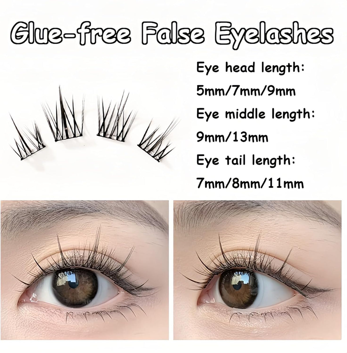 False Lashes, 120 Clusters, Natural C-Curve, Easy to Apply, Reusable False Eyelashes for All Makeup Styles