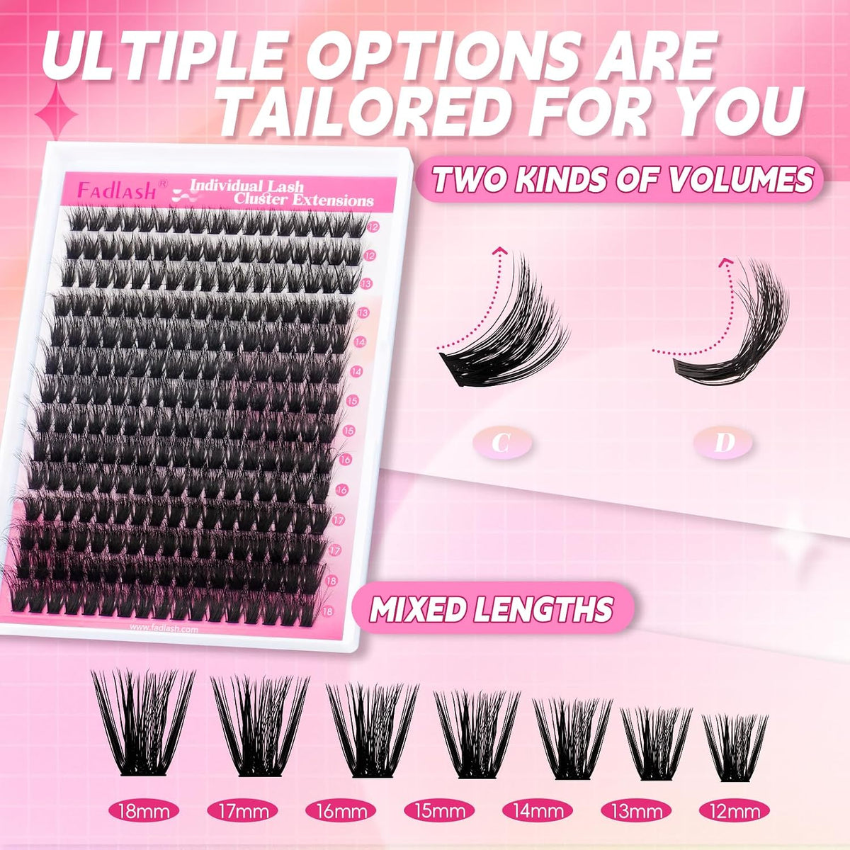 Lash Clusters 280Pcs 80D 12-18Mm Volume Fluffy Soft D Curl