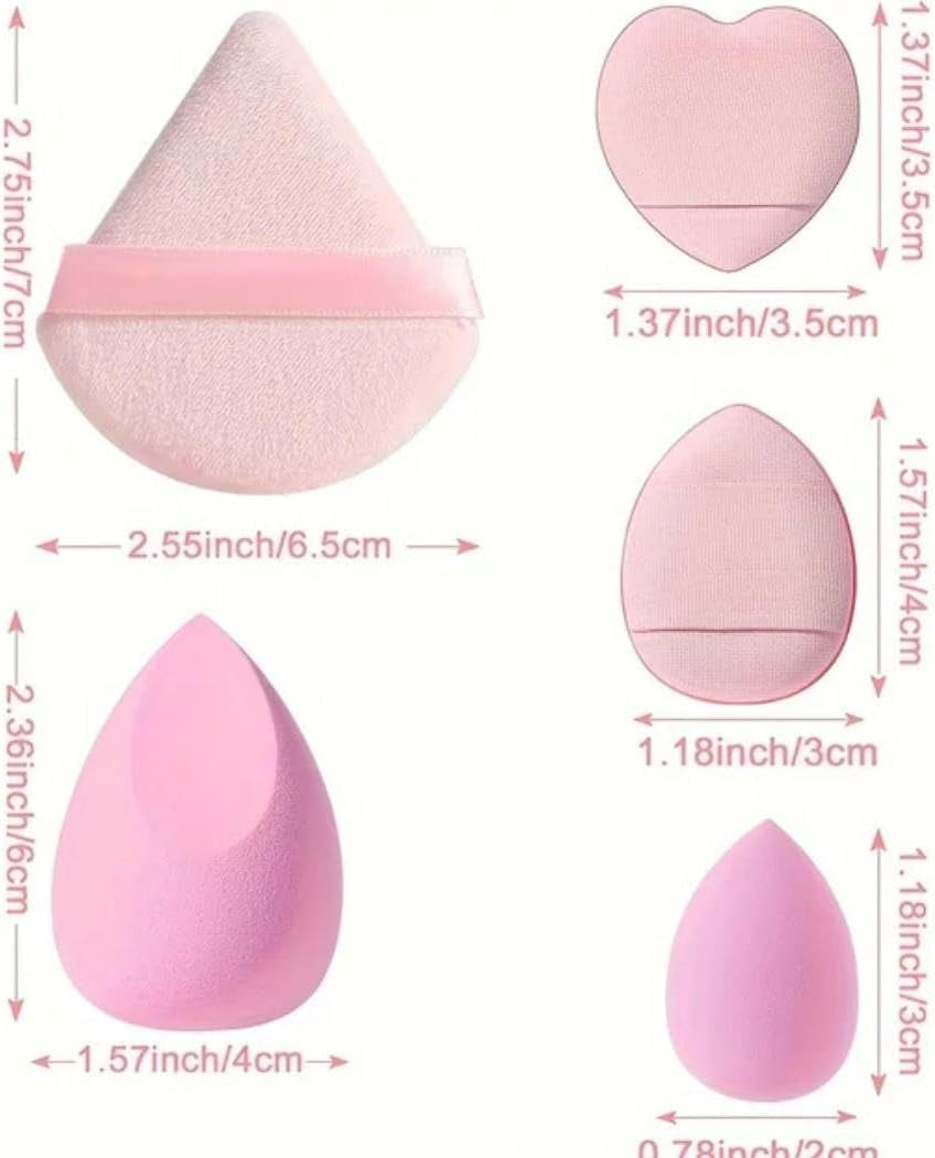 Pink Multi Coloured 14Pcs Makeup Sponges Sets