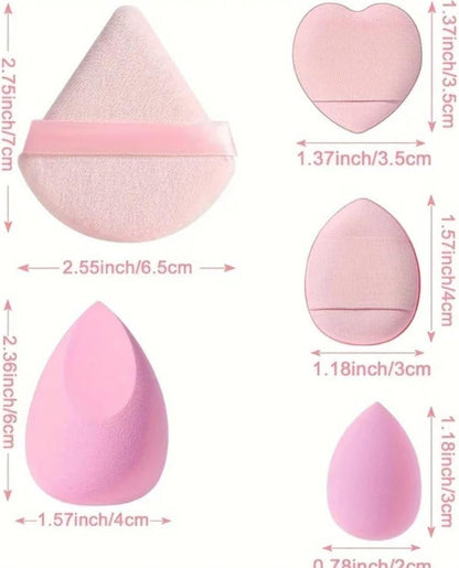 Pink Multi Coloured 14Pcs Makeup Sponges Sets