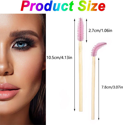 100 PCS Bamboo Eyelash Spoolies (PINK)