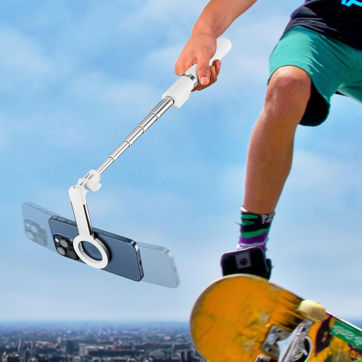 Magnetic Selfie Stick & Mini Tripod- Extendable Phone Tripod with 180° Roating Phone Holder for iPhone & Android BLACK