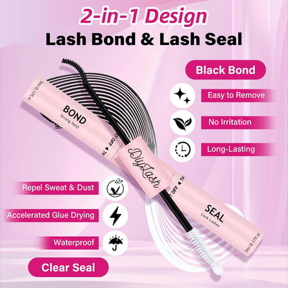 Lash Clusters Kit with 144 Pcs Individual Lashes  Bond and Seal Lash Remover