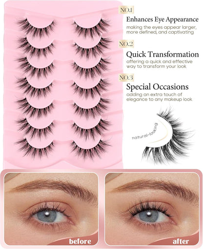False Eyelashes Cat Eye Lashes Volume Lashes Fake Lashes Wispy Lashes Mink Lashes Fluffy Natural Eyelashes 15Mm Lashes D35