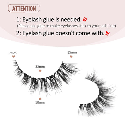False Eyelashes Cat Eye Lashes Volume Lashes Fake Lashes Wispy Lashes Mink Lashes Fluffy Natural Eyelashes 15Mm Lashes D35
