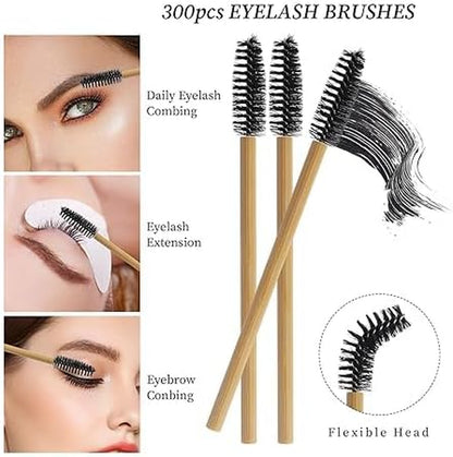 100 PCS Bamboo Eyelash Spoolies (BLACK)