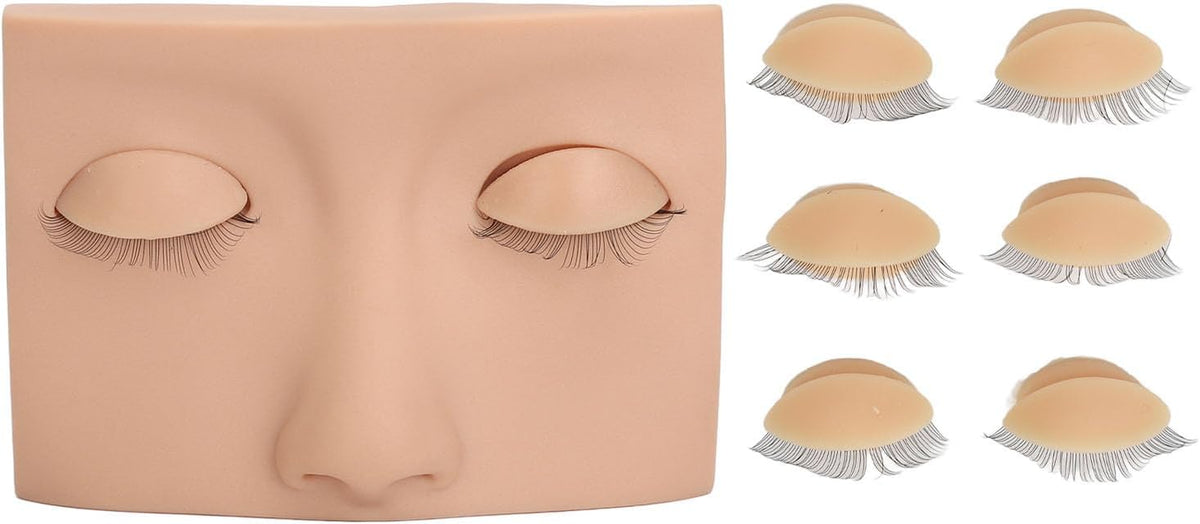 Eyelash Training Mannequin, Lash Extension Practice Kit with 3 Pairs of Removable Lash Practice Eyelids, For  Beginners and Reusable