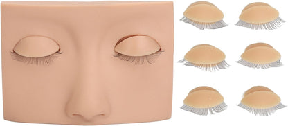 Eyelash Training Mannequin, Lash Extension Practice Kit with 3 Pairs of Removable Lash Practice Eyelids, For  Beginners and Reusable