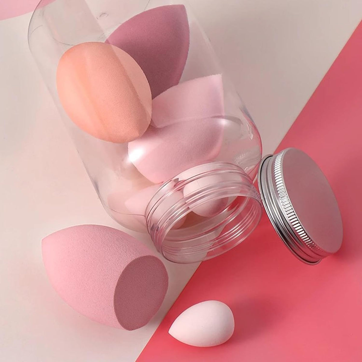 Pink Multi Coloured 14Pcs Makeup Sponges Sets