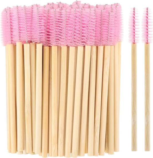 100 PCS Bamboo Eyelash Spoolies (PINK)
