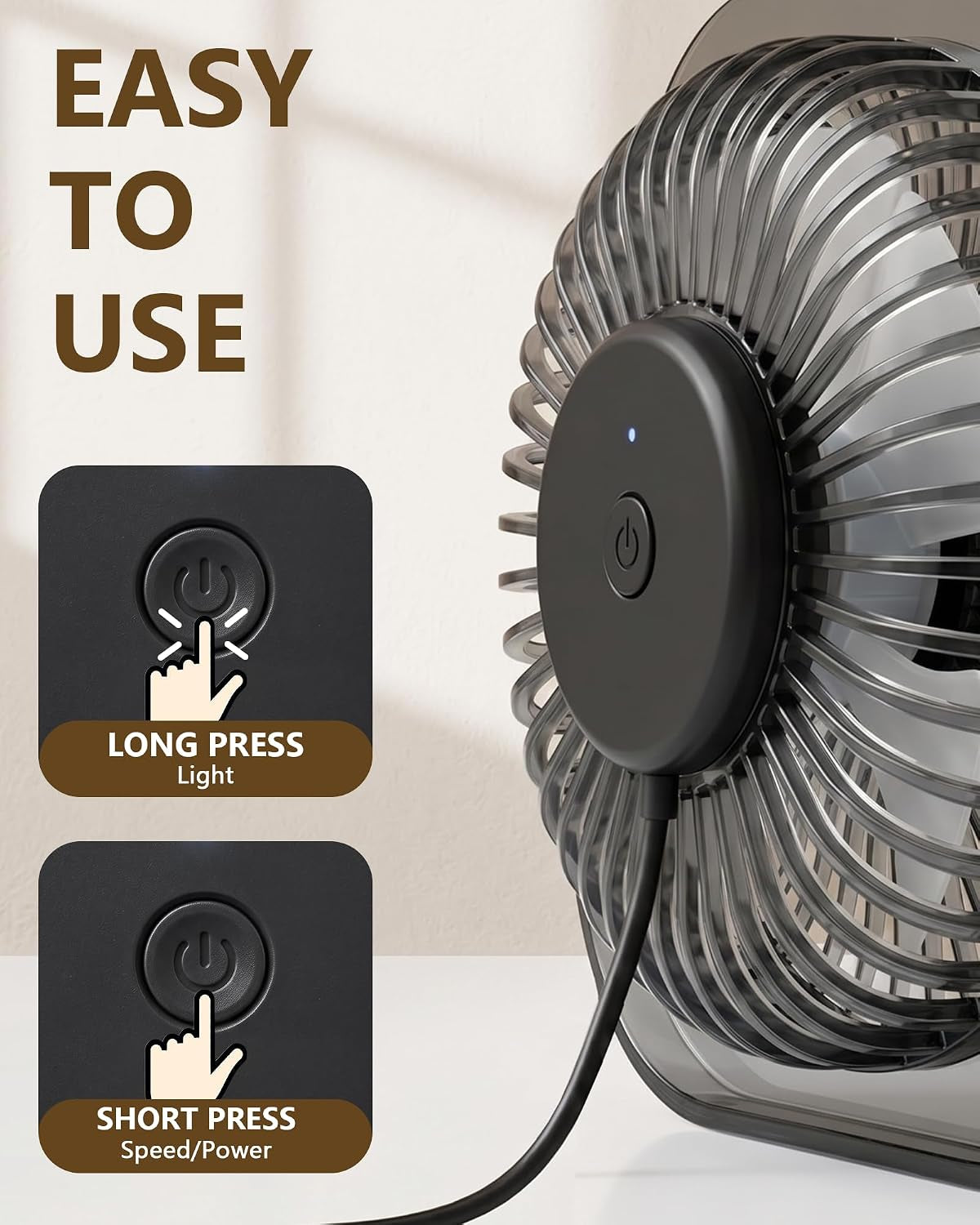 Small Portable USB Mini Table Fan BLACK