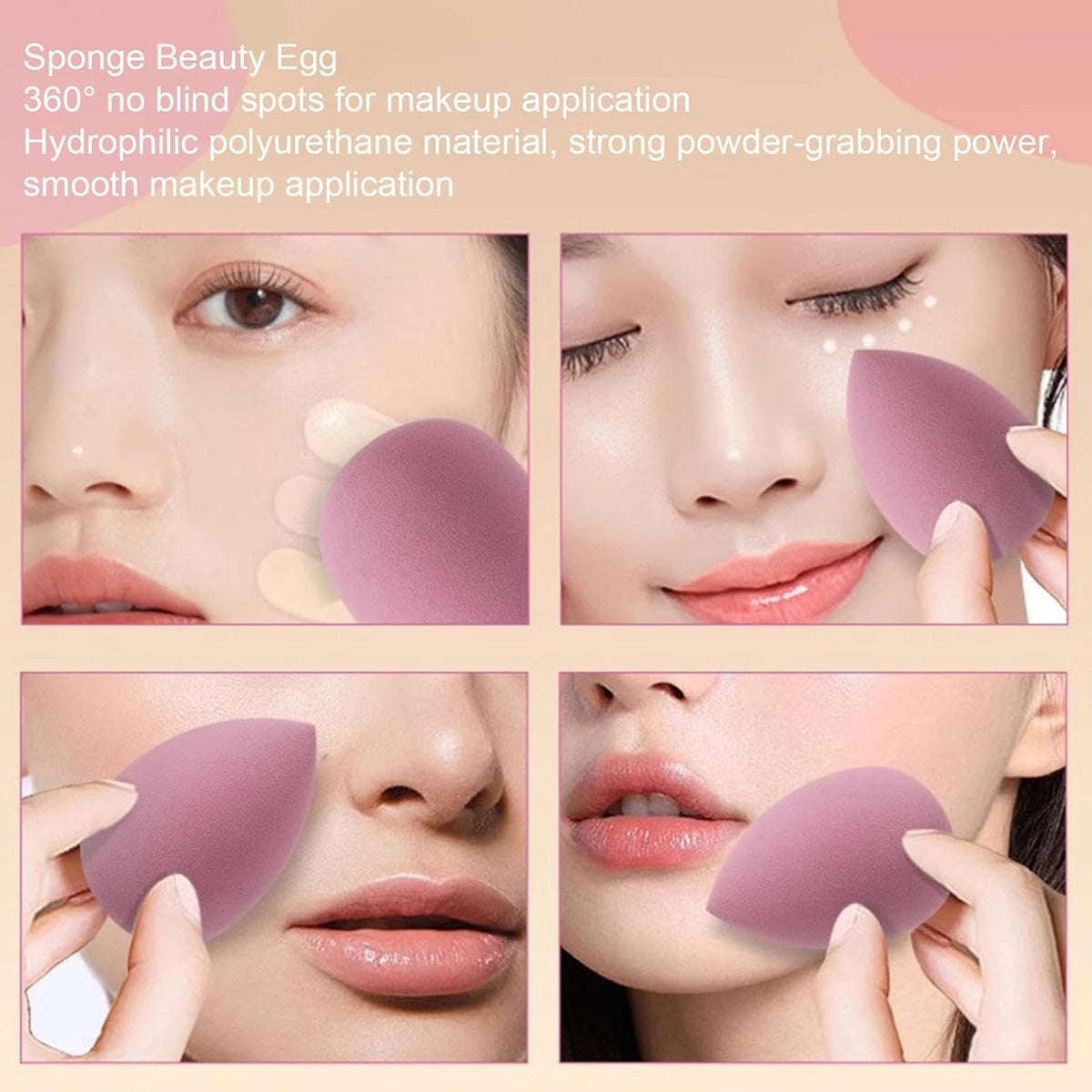 Pink Multi Coloured 14Pcs Makeup Sponges Sets