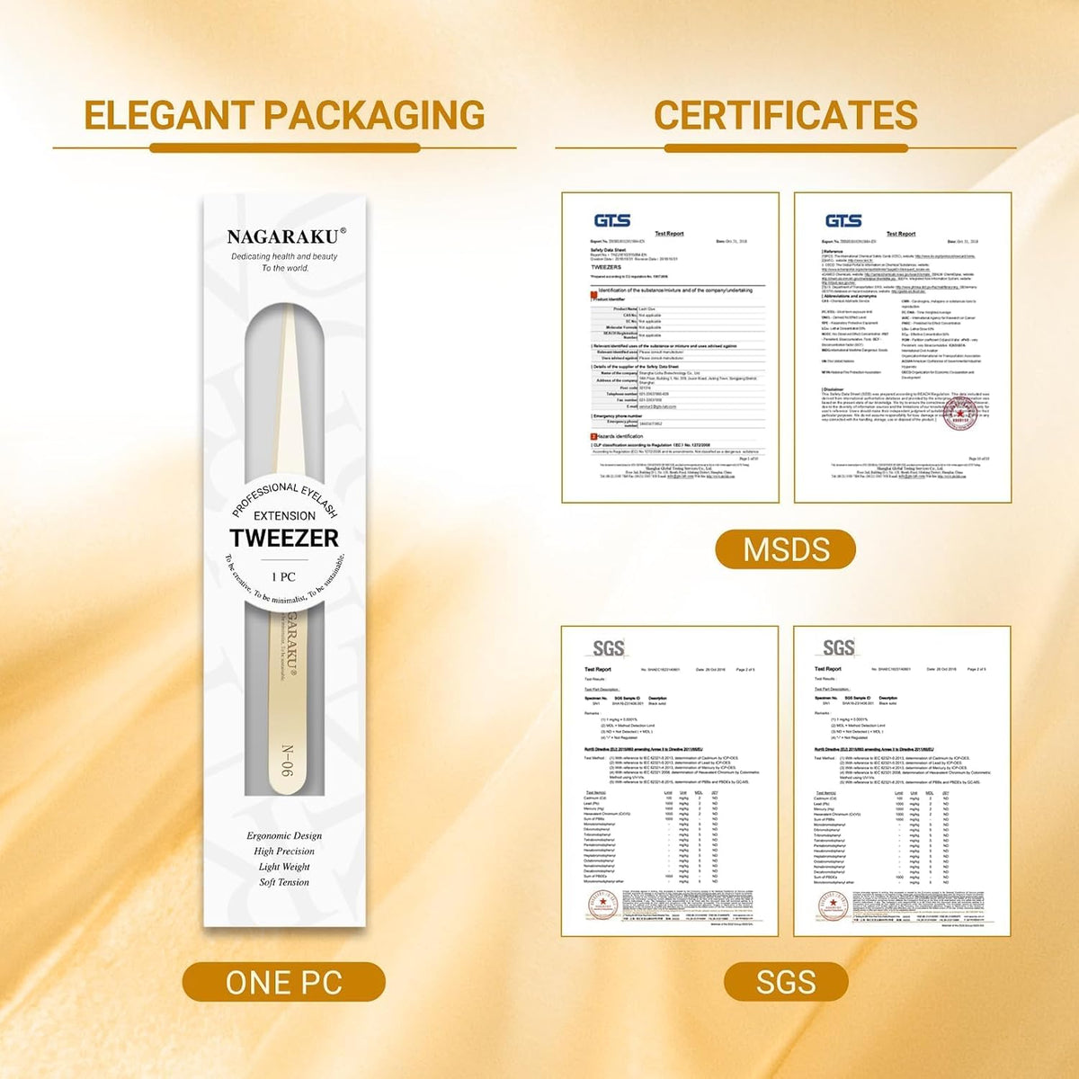 Gold Tweezers for Eyelash Extensions