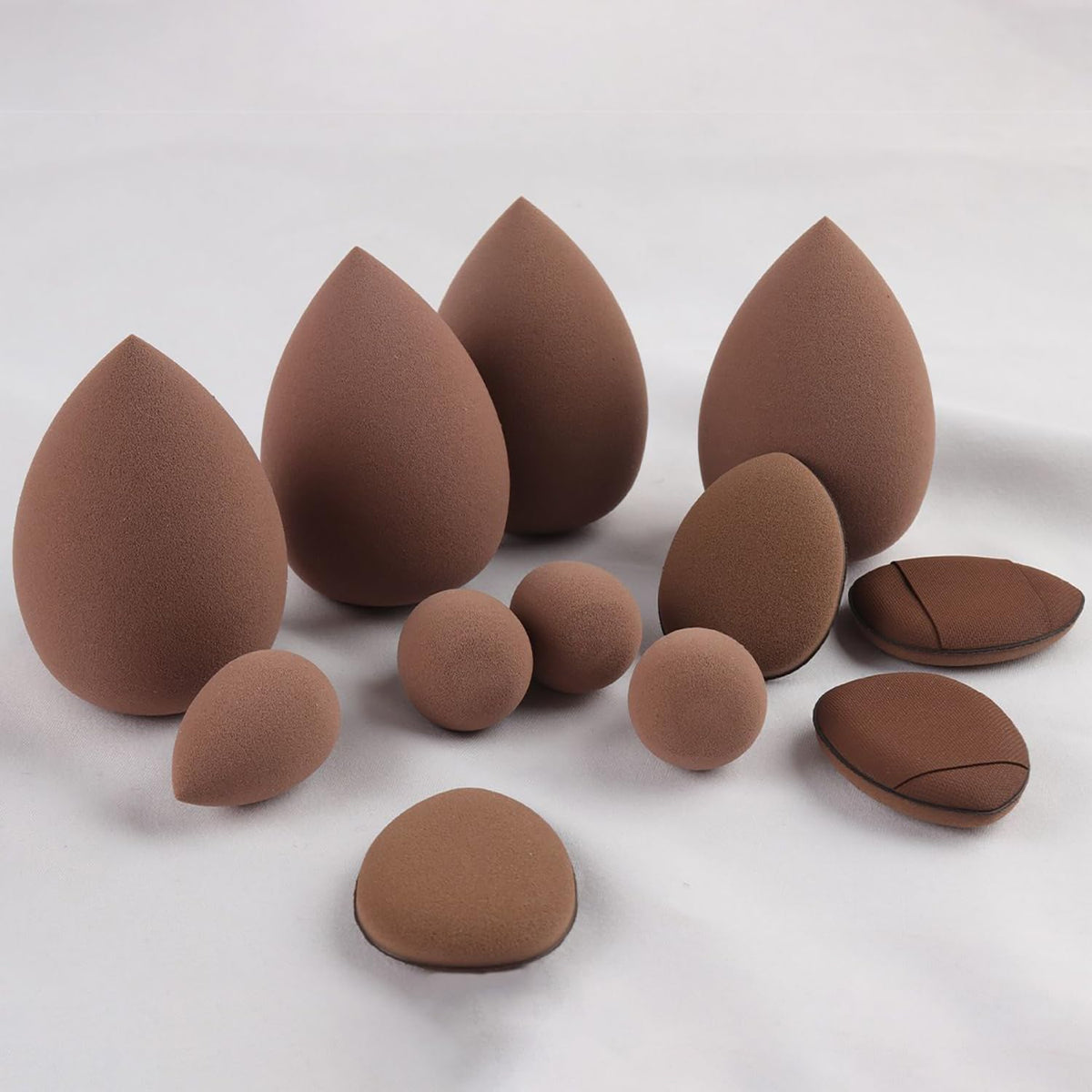 Brown Powder Puff and Makeup Sponges Set With A Fluffy Headband & Absorbent Wristband