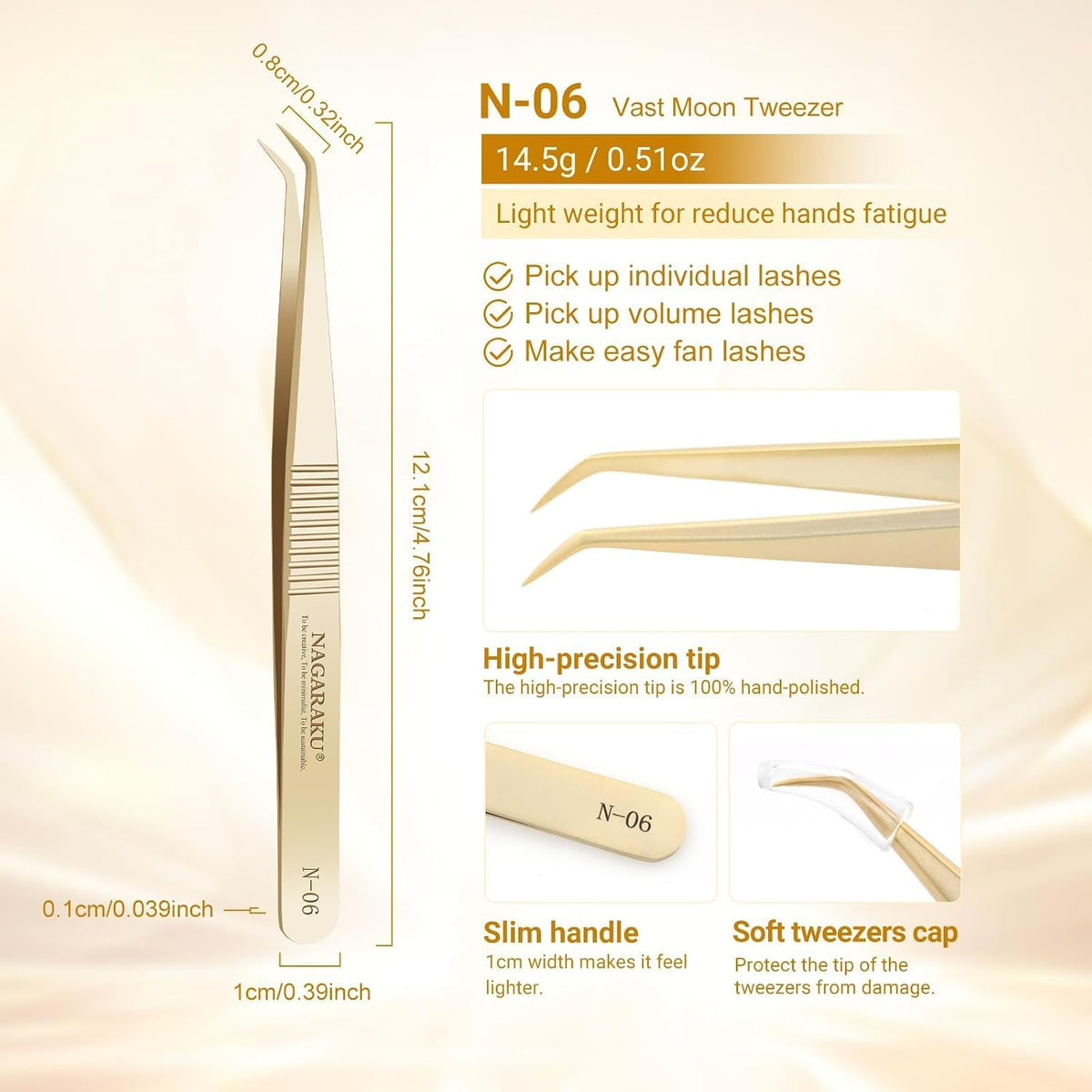 Gold Tweezers for Eyelash Extensions